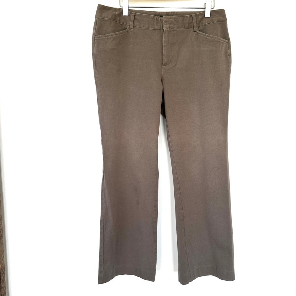 Eddie Bauer Taupe Shaw Fit Pants, mid-rise, straight leg, in stretch cotton